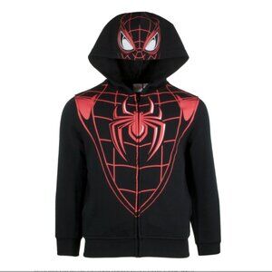 Marvel SPIDER-MAN Boys Zip Hoodie Sweatshirt Costume Size 14-16 Black